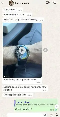 Customer feedback screenshot